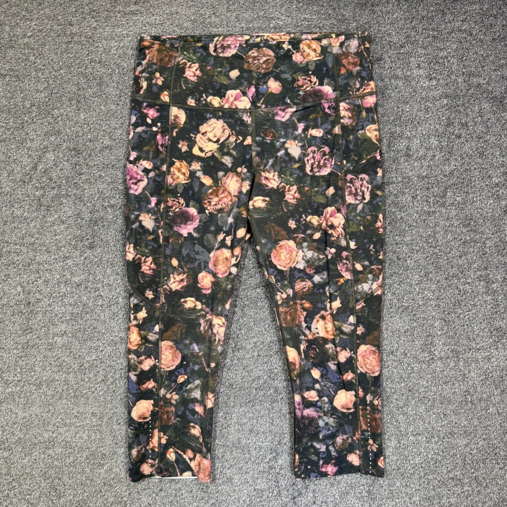 Lululemon Leggings Size 8 Speed Up Crop 21" Romantic Rose Multi Floral Pockets
